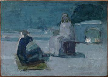 Tanner - Study of Christ and Nicodemus on a rooftop